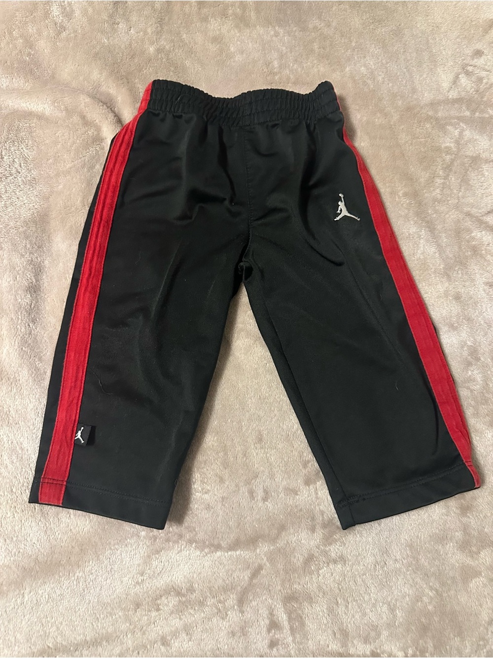 Jordan Black Track Pants with Red Side Stripes